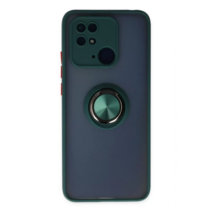 Xiaomi Redmi 10C Kılıf Montreal Yüzüklü Silikon Kapak - Yeşil