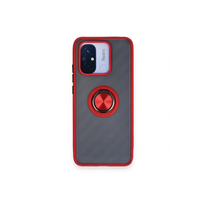 Xiaomi Redmi 12C Kılıf Montreal Yüzüklü Silikon Kapak - Kırmızı