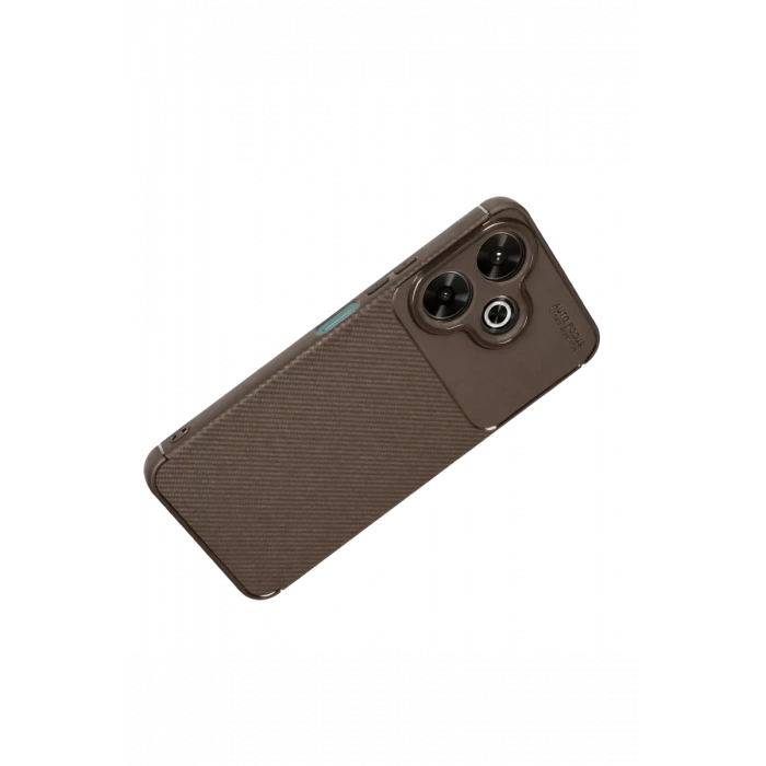 Xiaomi Redmi 13 4G Kılıf Auto Focus Karbon Kapak - Kahverengi