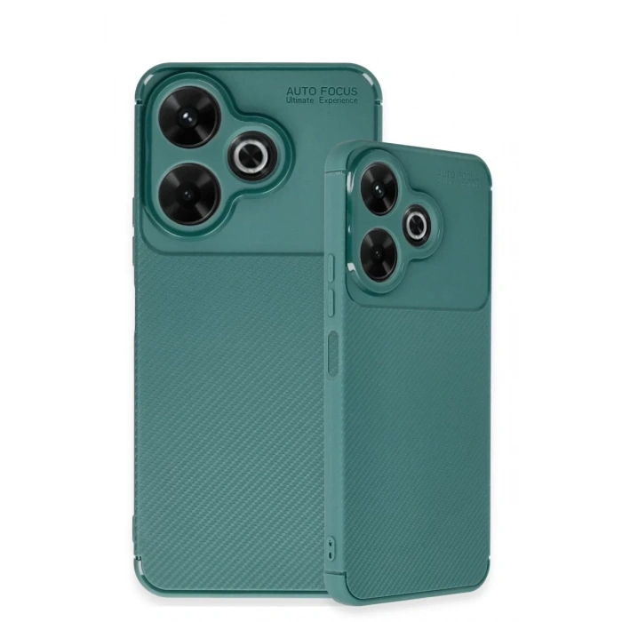 Xiaomi Redmi 13 4G Kılıf Auto Focus Karbon Kapak - Koyu Yeşil