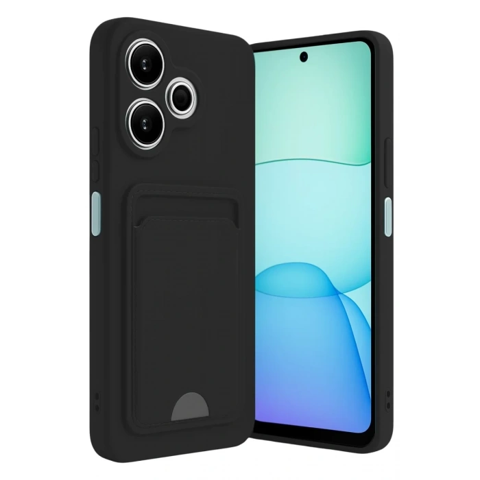 Xiaomi Redmi 13 4G Kılıf Kelvin Kartvizitli Silikon - Siyah
