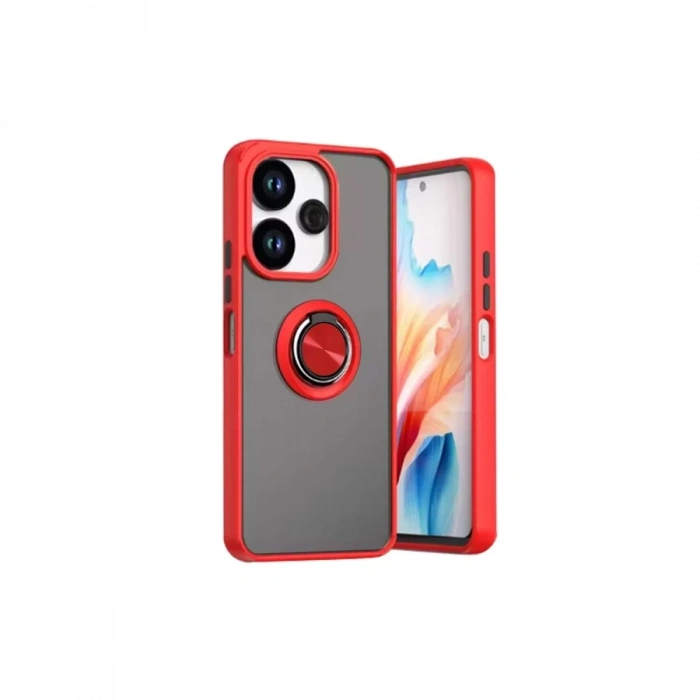 Xiaomi Redmi 13 4G Kılıf Montreal Yüzüklü Silikon Kapak - Kırmızı