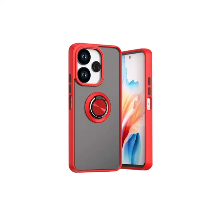 Xiaomi Redmi 13 4G Kılıf Montreal Yüzüklü Silikon Kapak - Kırmızı