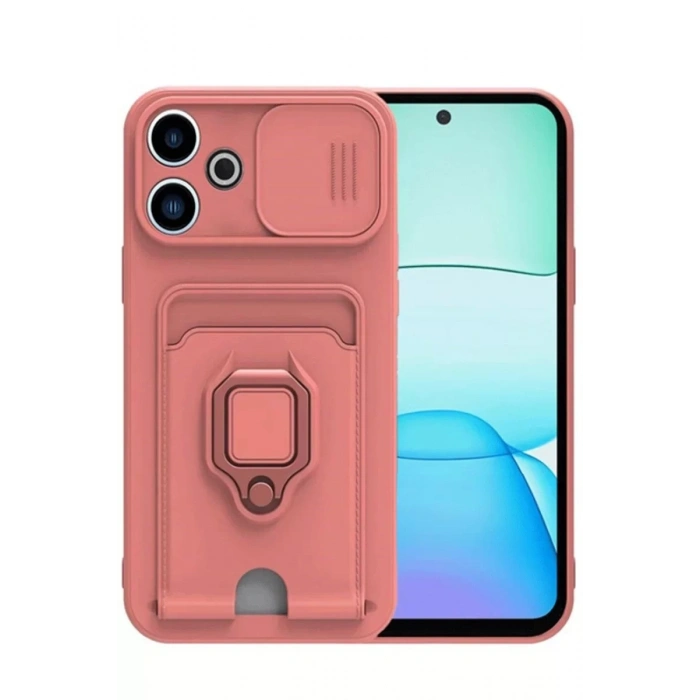 Xiaomi Redmi 13 4G Kılıf Zuma Kartvizitli Yüzüklü Silikon - Pembe