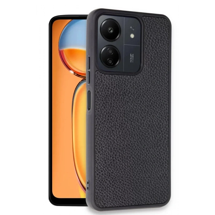 Xiaomi Redmi 13C Kılıf Aras Deri Kapak - Siyah