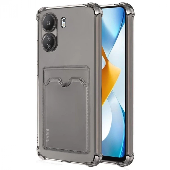 Xiaomi Redmi 13C Kılıf Kart Şeffaf Silikon - Şeffaf