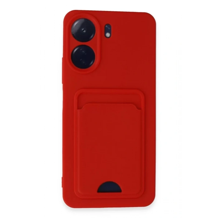 Xiaomi Redmi 13C Kılıf Kelvin Kartvizitli Silikon - Kırmızı