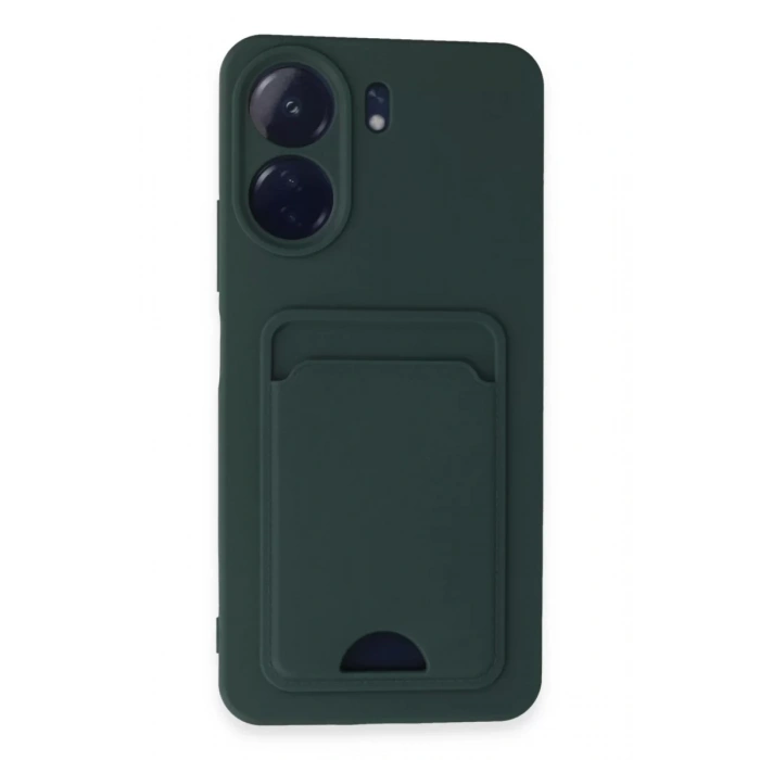Xiaomi Redmi 13C Kılıf Kelvin Kartvizitli Silikon - Koyu Yeşil