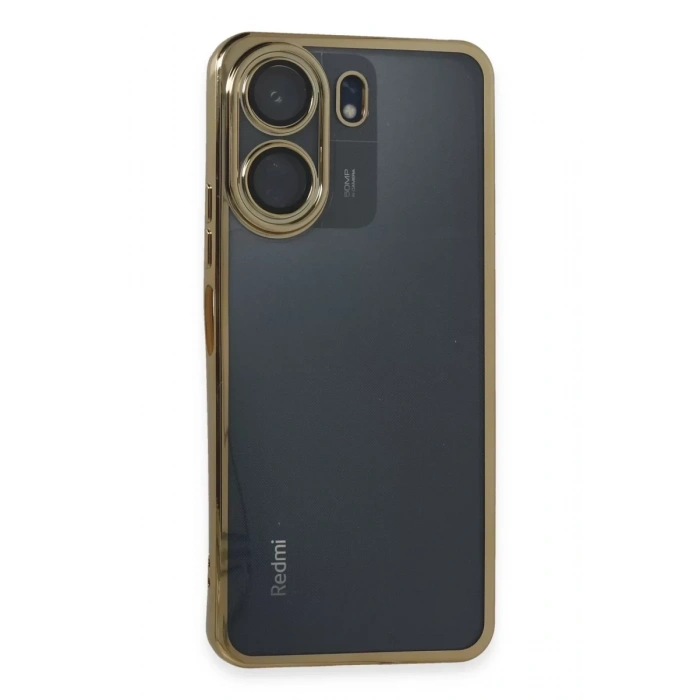 Xiaomi Redmi 13C Kılıf Lensli Silikon - Gold