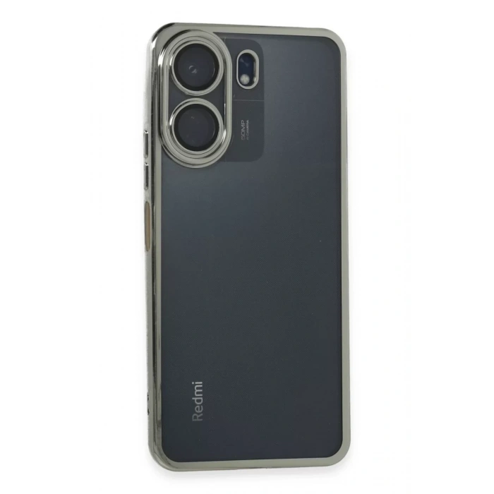 Xiaomi Redmi 13C Kılıf Lensli Silikon - Gümüş