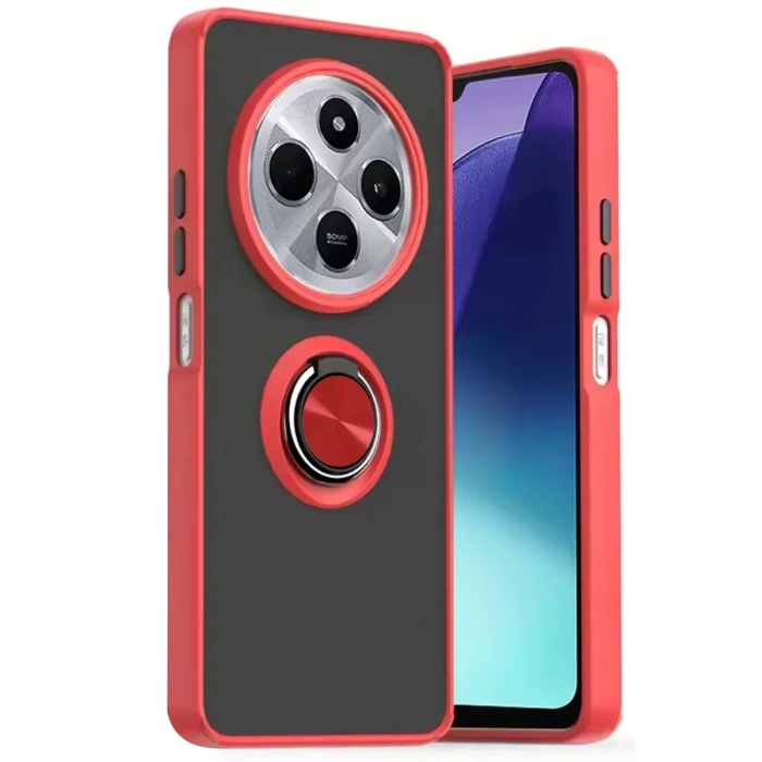 Xiaomi Redmi 14C Kılıf Montreal Yüzüklü Silikon Kapak - Kırmızı
