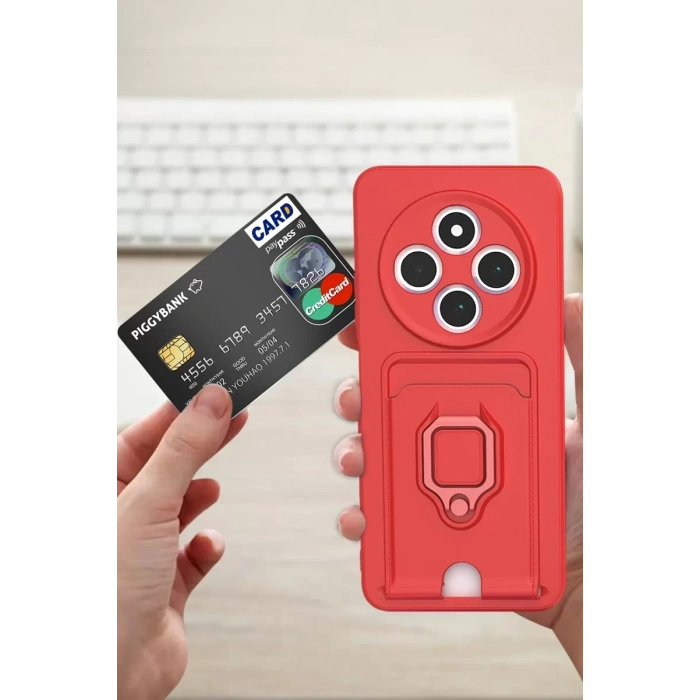 Xiaomi Redmi 14C Kılıf Zuma Kartvizitli Yüzüklü Silikon - Siyah