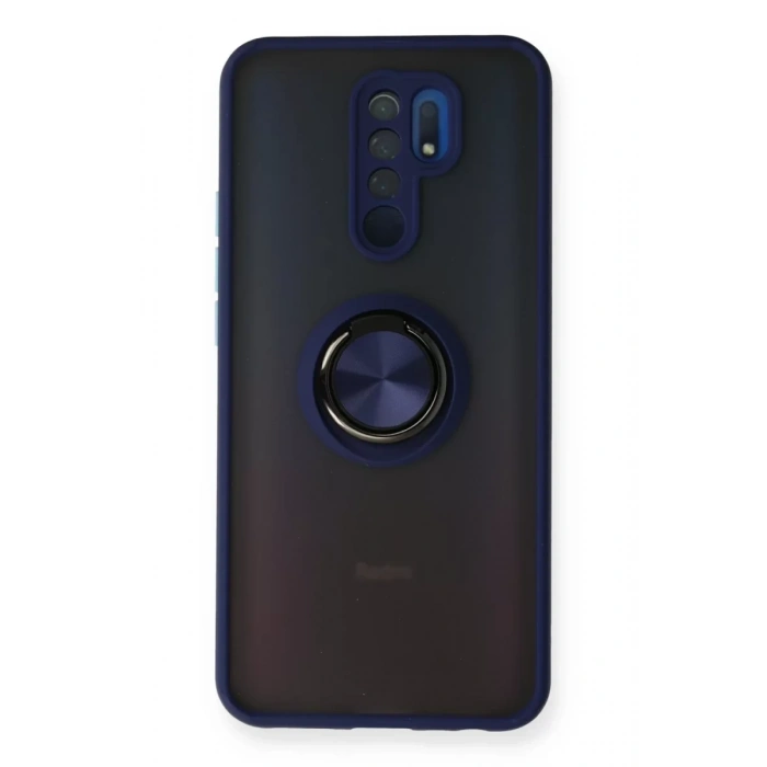 Xiaomi Redmi 9 Kılıf Montreal Yüzüklü Silikon Kapak - Lacivert