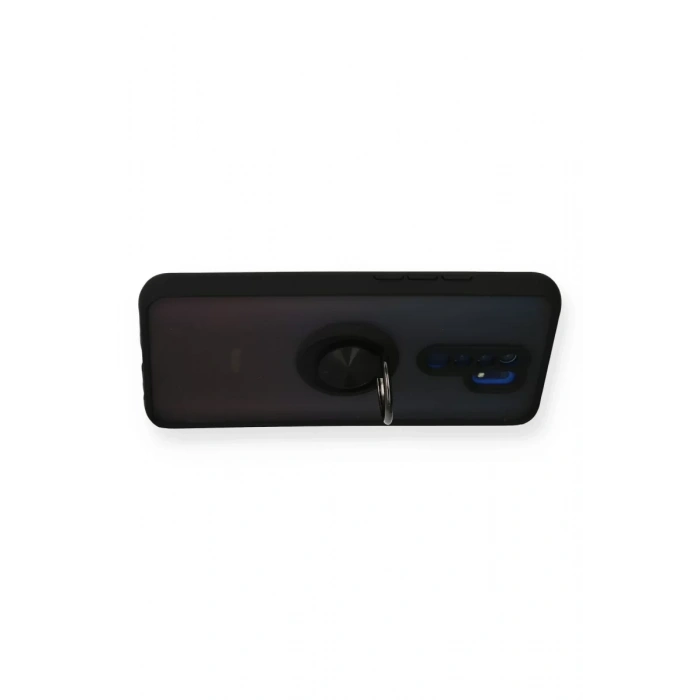 Xiaomi Redmi 9 Kılıf Montreal Yüzüklü Silikon Kapak - Siyah