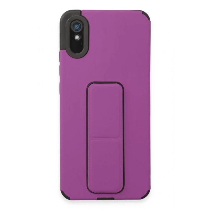Xiaomi Redmi 9A Kılıf Mega Standlı Silikon - Mor