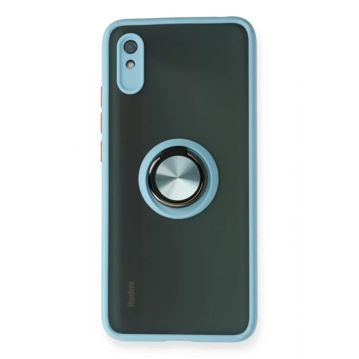 Xiaomi Redmi 9A Kılıf Montreal Yüzüklü Silikon Kapak - Buz Mavi