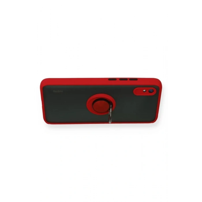 Xiaomi Redmi 9A Kılıf Montreal Yüzüklü Silikon Kapak - Kırmızı