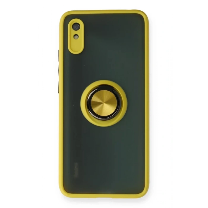 Xiaomi Redmi 9A Kılıf Montreal Yüzüklü Silikon Kapak - Sarı