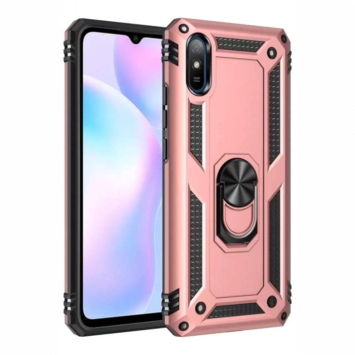 Xiaomi Redmi 9A Kılıf Sofya Yüzüklü Silikon Kapak - Rose