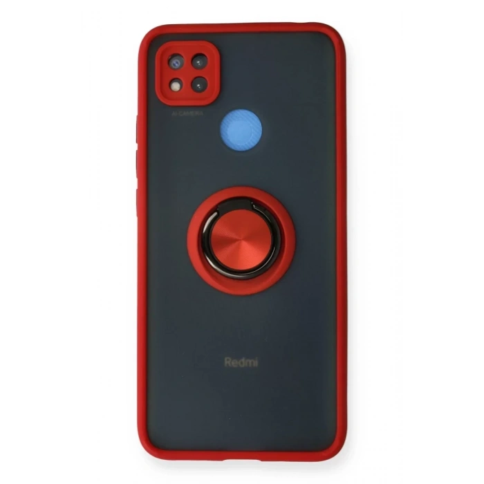 Xiaomi Redmi 9C Kılıf Montreal Yüzüklü Silikon Kapak - Kırmızı