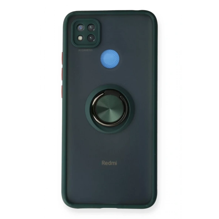 Xiaomi Redmi 9C Kılıf Montreal Yüzüklü Silikon Kapak - Yeşil