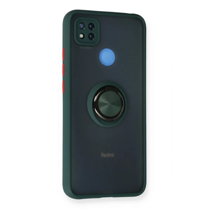 Xiaomi Redmi 9C Kılıf Montreal Yüzüklü Silikon Kapak - Yeşil