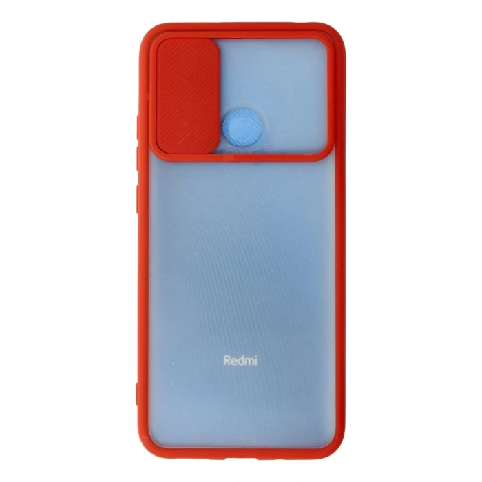 Xiaomi Redmi 9C Kılıf Palm Buzlu Kamera Sürgülü Silikon - Kırmızı
