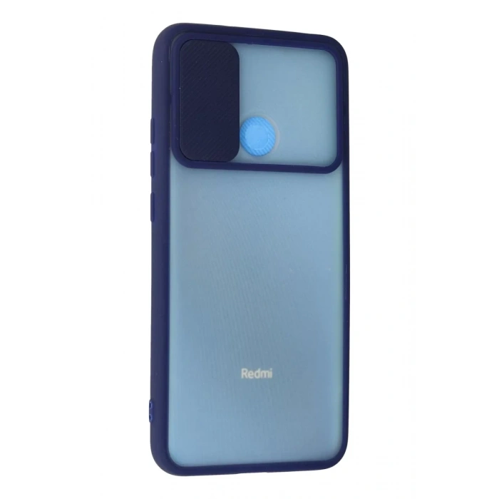 Xiaomi Redmi 9C Kılıf Palm Buzlu Kamera Sürgülü Silikon - Lacivert