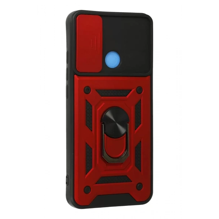 Xiaomi Redmi 9C Kılıf Pars Lens Yüzüklü Silikon - Kırmızı
