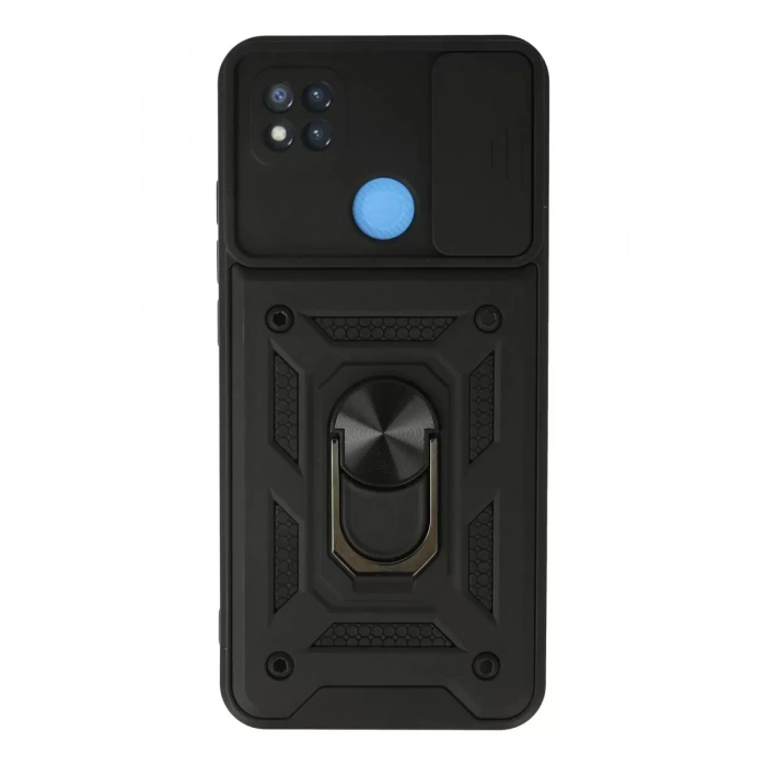 Xiaomi Redmi 9C Kılıf Pars Lens Yüzüklü Silikon - Siyah