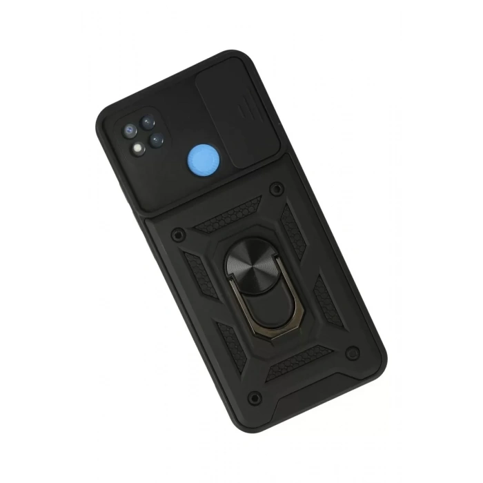 Xiaomi Redmi 9C Kılıf Pars Lens Yüzüklü Silikon - Siyah