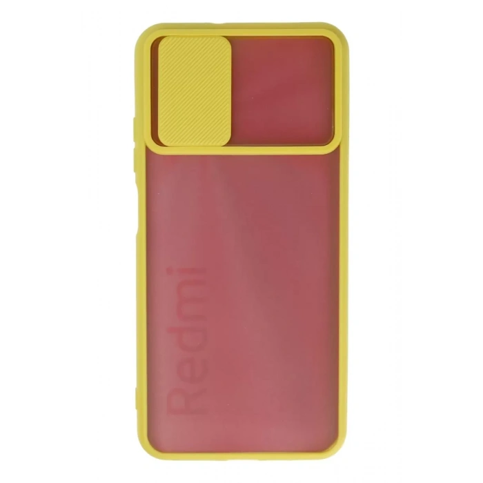 Xiaomi Redmi 9T Kılıf Palm Buzlu Kamera Sürgülü Silikon - Sarı