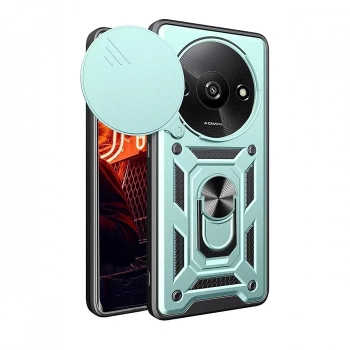 Xiaomi Redmi A3 4G Kılıf Pars Lens Yüzüklü Silikon - Yeşil
