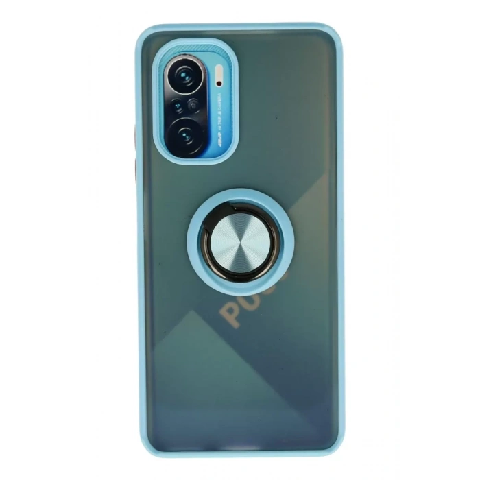 Xiaomi Redmi K40 Kılıf Montreal Yüzüklü Silikon Kapak - Buz Mavi