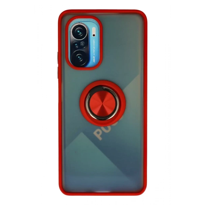 Xiaomi Redmi K40 Kılıf Montreal Yüzüklü Silikon Kapak - Kırmızı