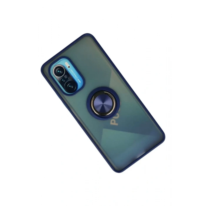Xiaomi Redmi K40 Kılıf Montreal Yüzüklü Silikon Kapak - Lacivert