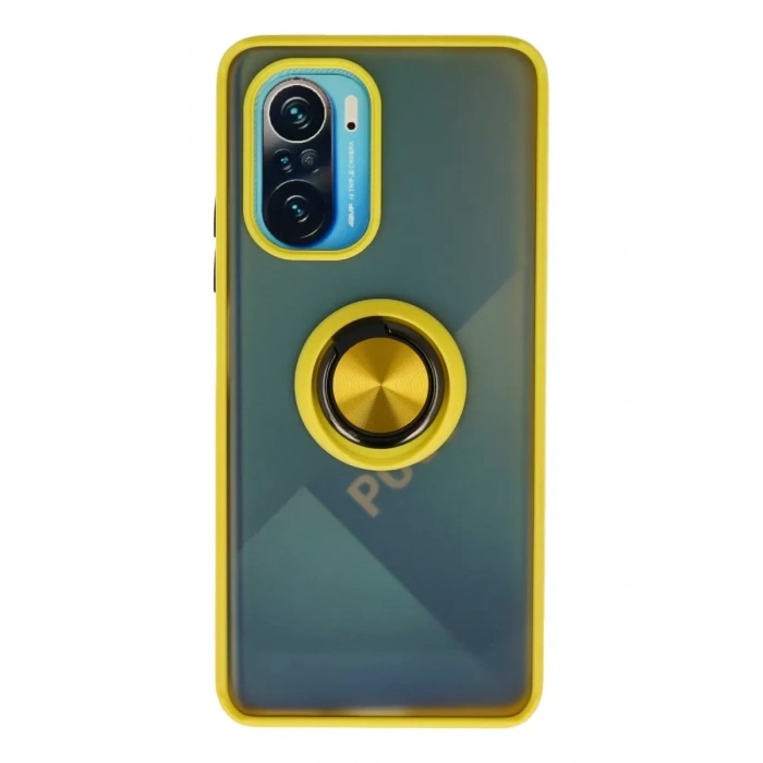 Xiaomi Redmi K40 Kılıf Montreal Yüzüklü Silikon Kapak - Sarı