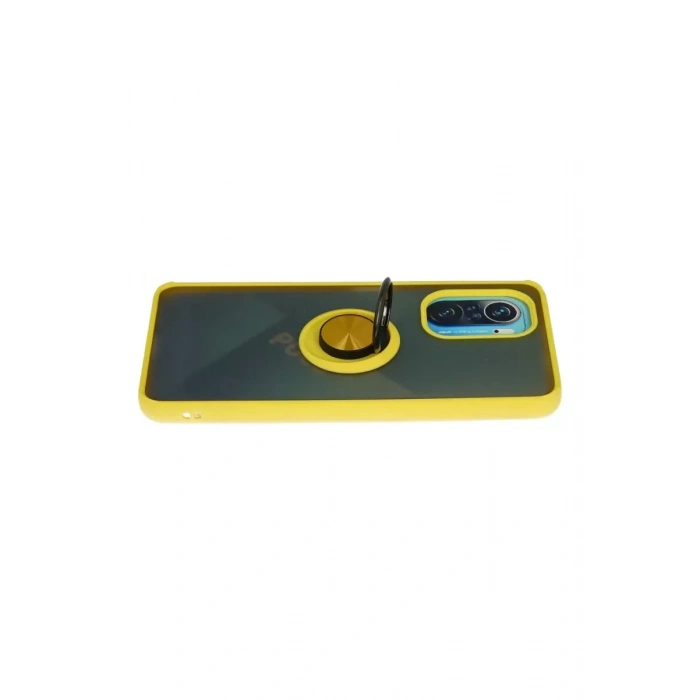 Xiaomi Redmi K40 Kılıf Montreal Yüzüklü Silikon Kapak - Sarı