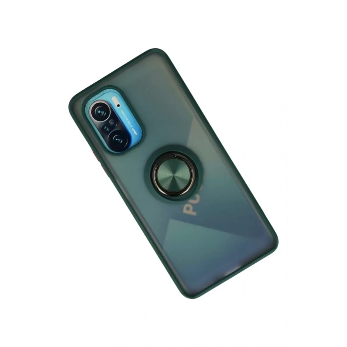 Xiaomi Redmi K40 Kılıf Montreal Yüzüklü Silikon Kapak - Yeşil