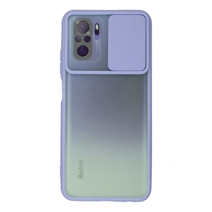 Xiaomi Redmi Note 10 Kılıf Palm Buzlu Kamera Sürgülü Silikon - Lila