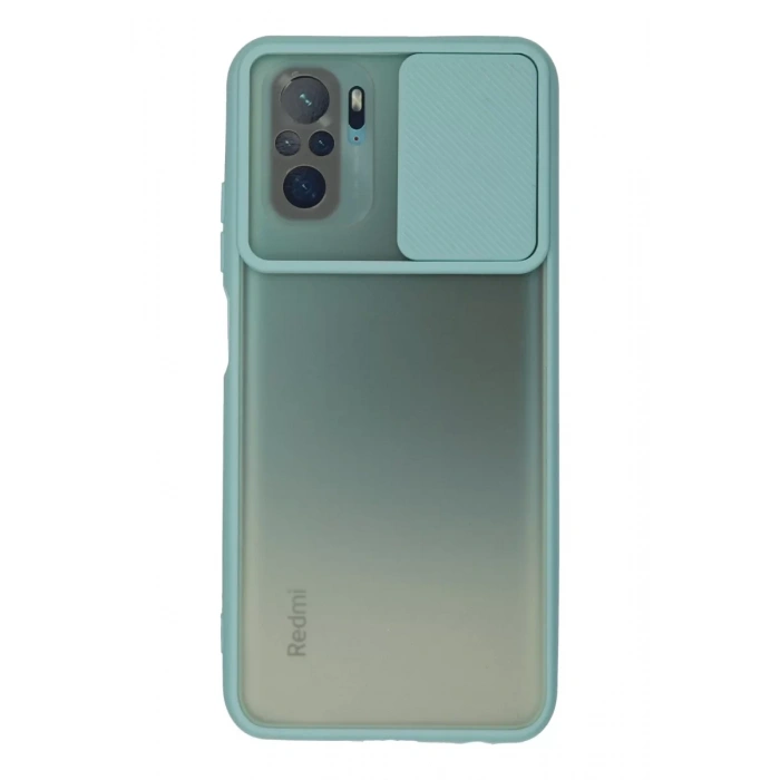 Xiaomi Redmi Note 10 Kılıf Palm Buzlu Kamera Sürgülü Silikon - Turkuaz