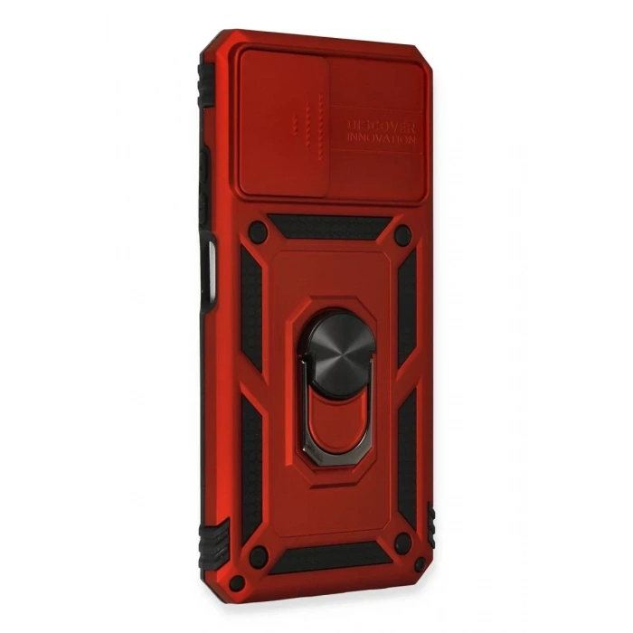 Xiaomi Redmi Note 10 Kılıf Pars Lens Yüzüklü Silikon - Kırmızı