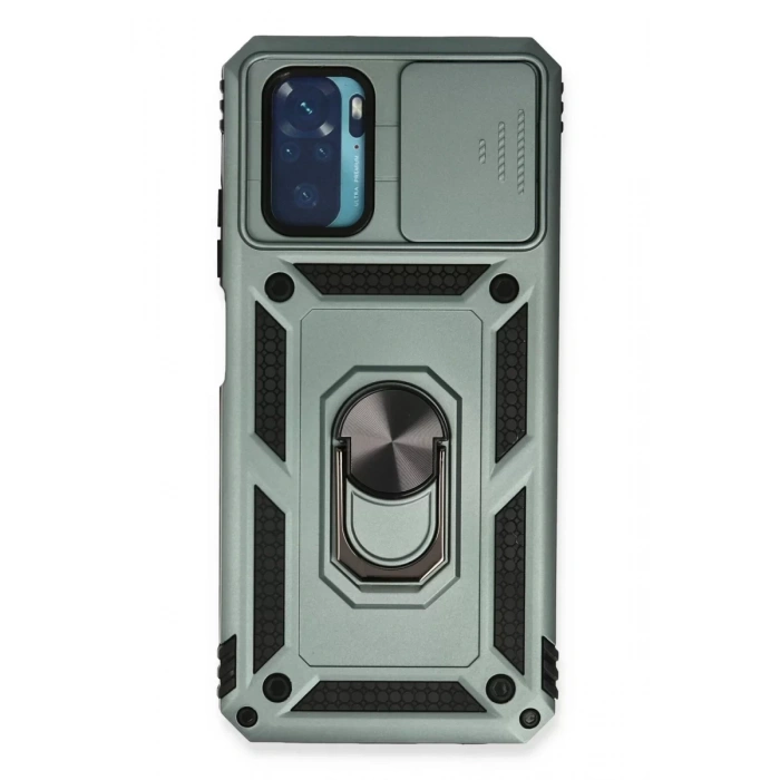 Xiaomi Redmi Note 10 Kılıf Pars Lens Yüzüklü Silikon - Yeşil