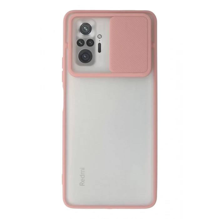 Xiaomi Redmi Note 10 Pro Kılıf Palm Buzlu Kamera Sürgülü Silikon - Pembe