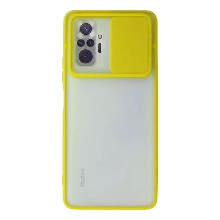 Xiaomi Redmi Note 10 Pro Kılıf Palm Buzlu Kamera Sürgülü Silikon - Sarı