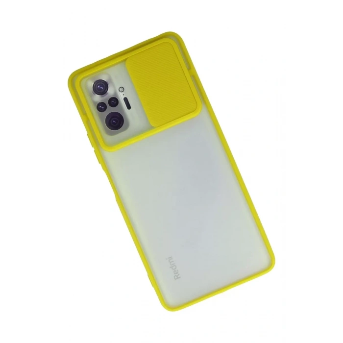Xiaomi Redmi Note 10 Pro Kılıf Palm Buzlu Kamera Sürgülü Silikon - Sarı