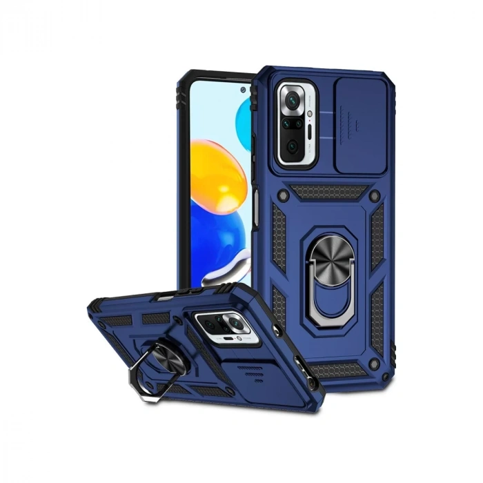 Xiaomi Redmi Note 10 Pro Kılıf Pars Lens Yüzüklü Silikon - Lacivert