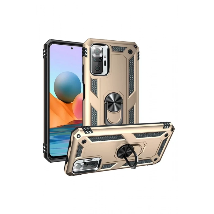 Xiaomi Redmi Note 10 Pro Kılıf Sofya Yüzüklü Silikon Kapak - Gold