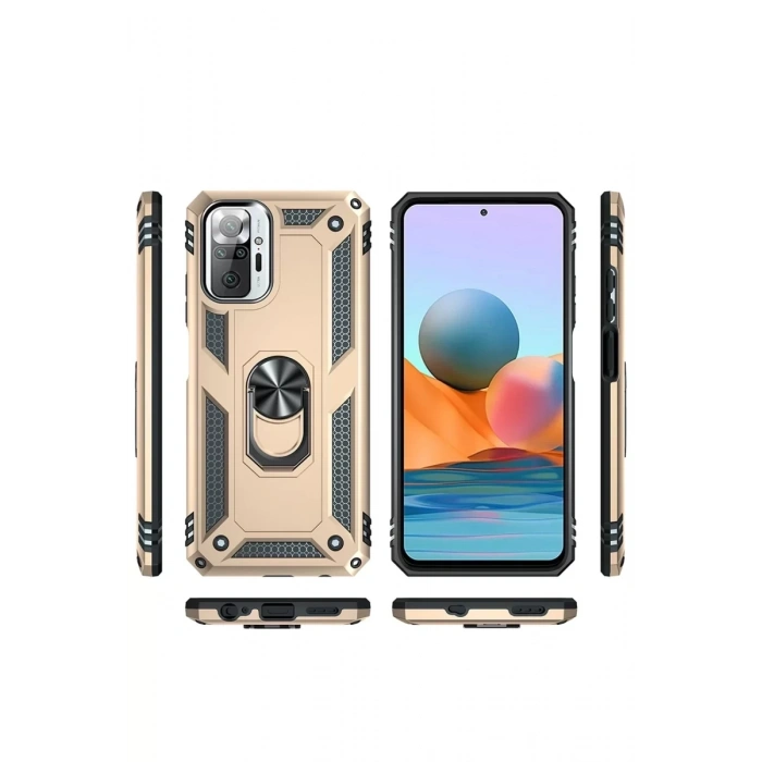 Xiaomi Redmi Note 10 Pro Kılıf Sofya Yüzüklü Silikon Kapak - Gold