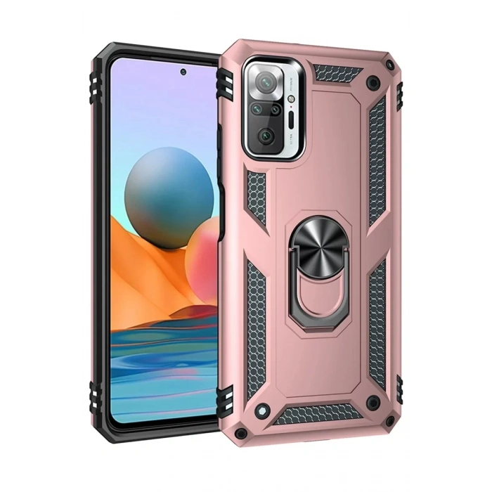 Xiaomi Redmi Note 10 Pro Kılıf Sofya Yüzüklü Silikon Kapak - Rose